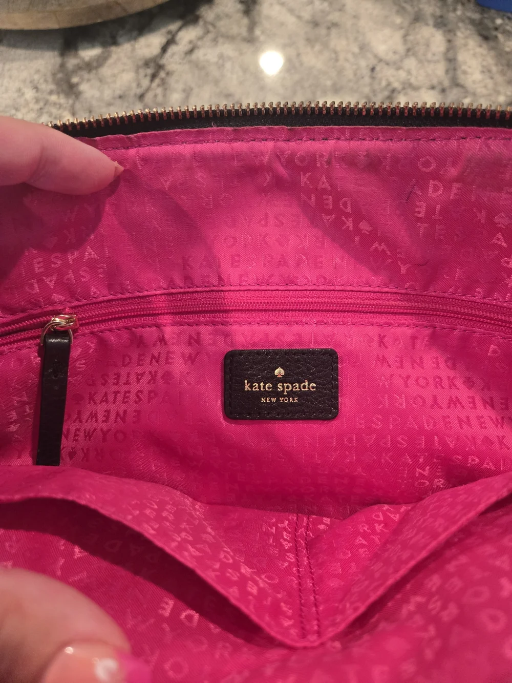 kate spade Black Quilted Leather Satchel with Gold Hardware